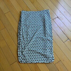 Diane von Furstenberg Blue & Black Geometric Print Side Zip "Noemi" Skirt Size 2